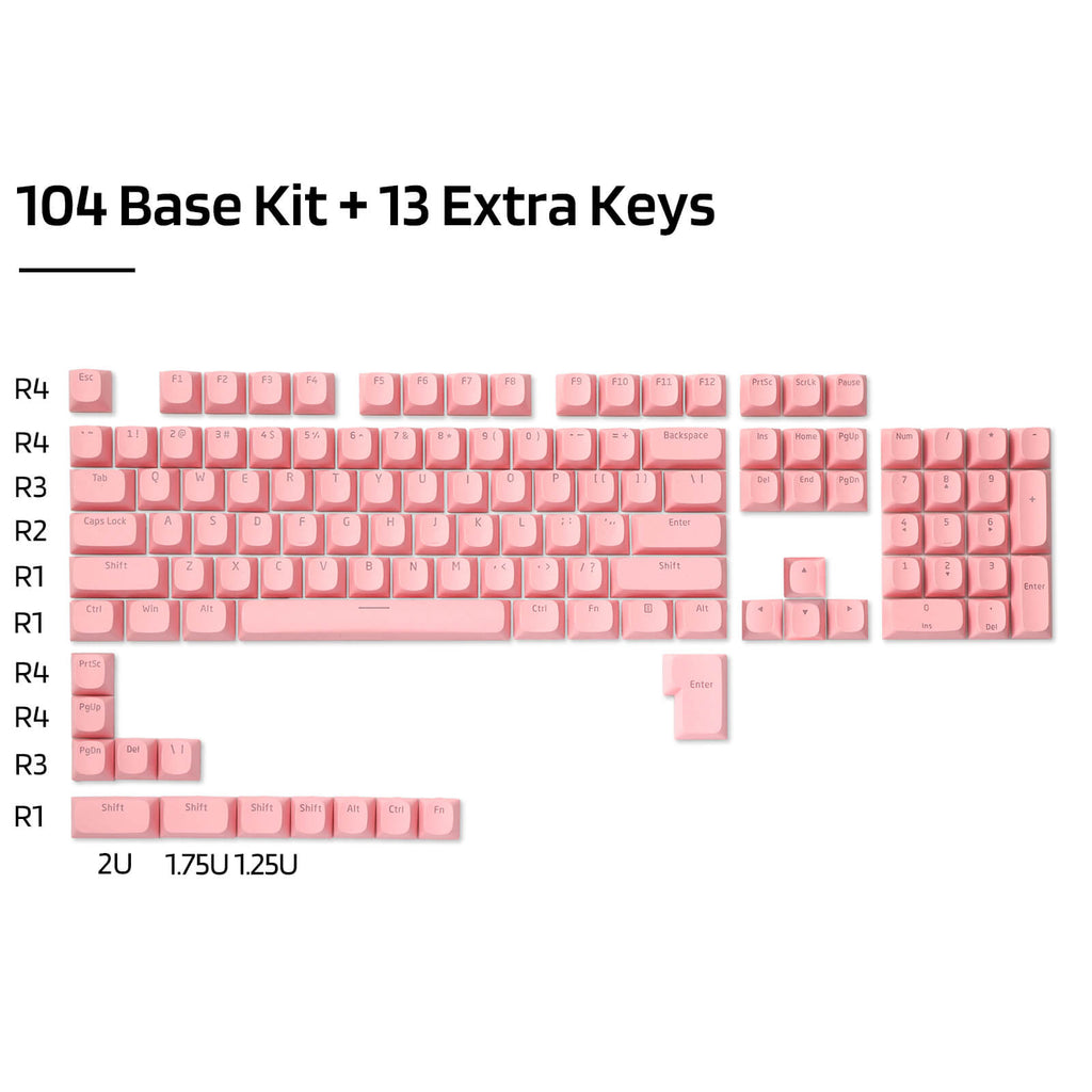 (US Only) RK x LTC 117-Key PBT Double Shot Keycaps, Translucent OEM Profile for ISO & ANSI Layout 61/68/84/87/98/104 Keys Mechanical Keyboard (Pink)  (Ships to US Customers Only)