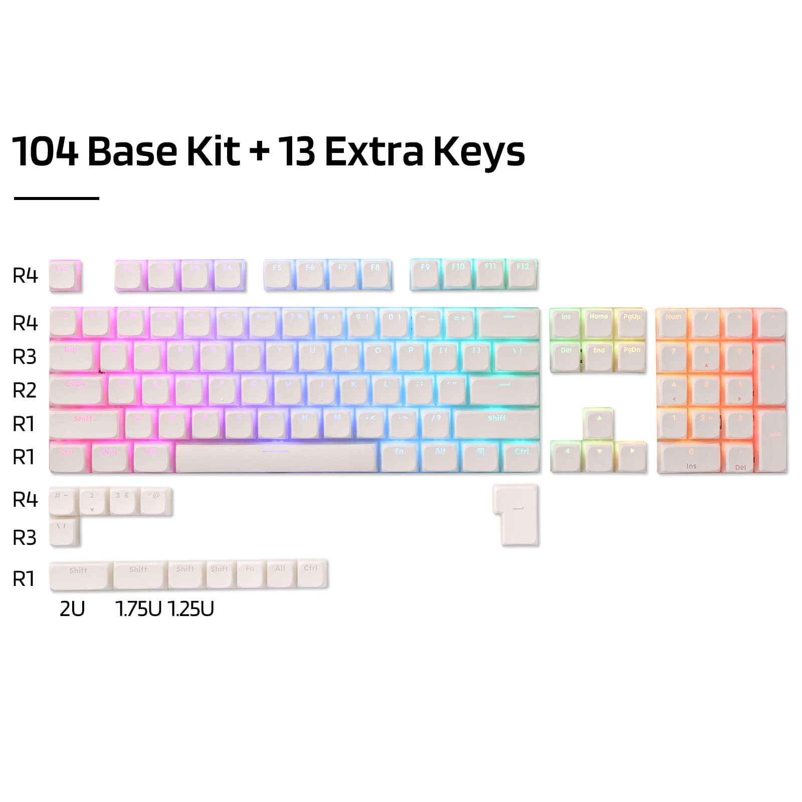 RK x LTC PBT Double Shot 117-Key Pudding Keycaps Set , Translucent XDA Profile for ISO & ANSI Layout 61/68/84/87/98/104 Keys Mechanical Keyboard (Ships to US Customers Only)