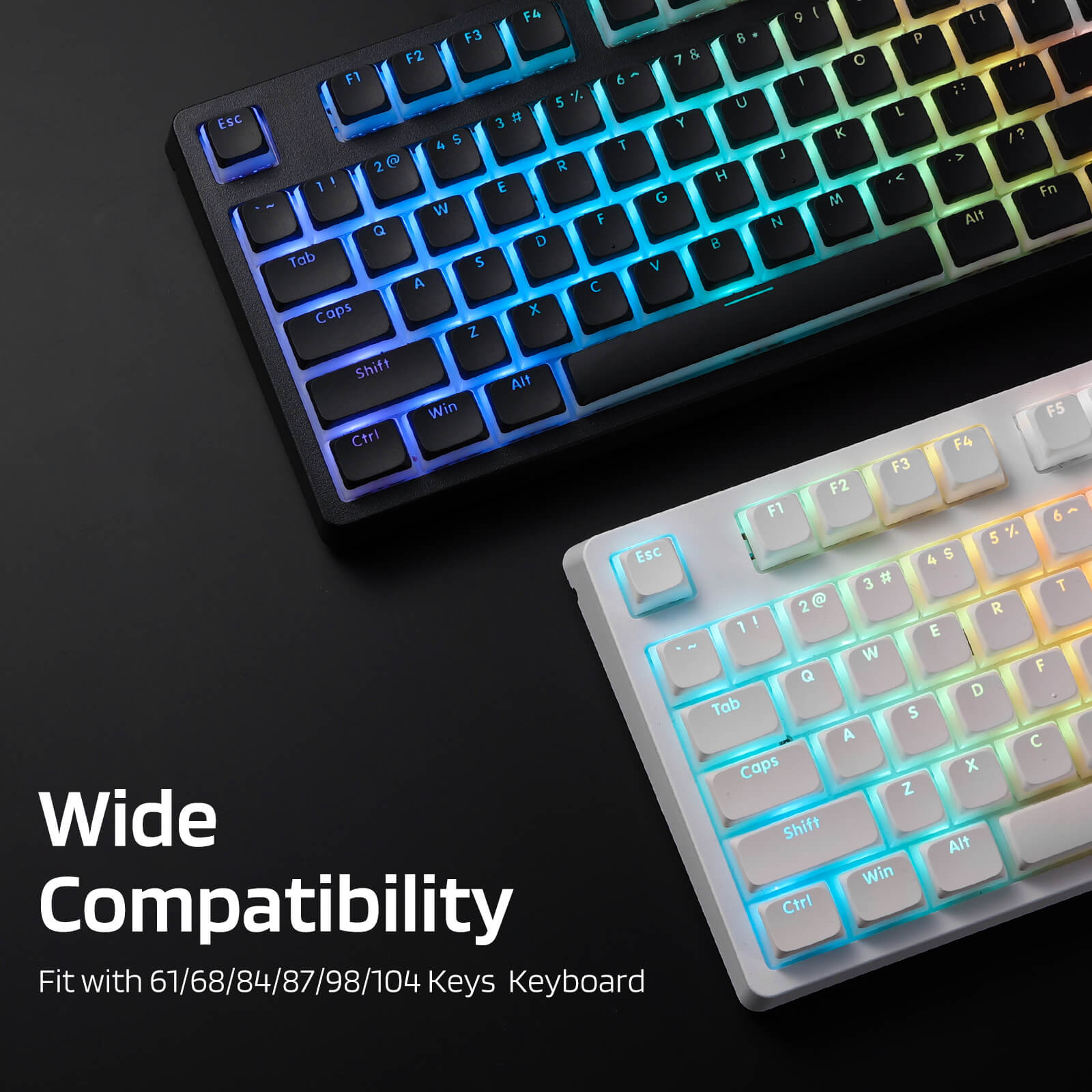 RK x LTC PBT Double Shot 117-Key Pudding Keycaps Set , Translucent XDA Profile for ISO & ANSI Layout 61/68/84/87/98/104 Keys Mechanical Keyboard (Ships to US Customers Only)